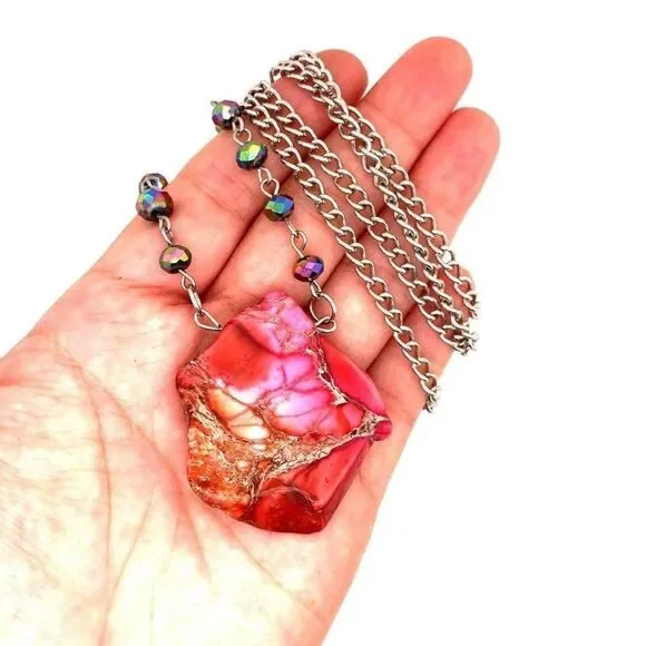 Pink Stone Long Necklace (n1) - Picture 4 of 4